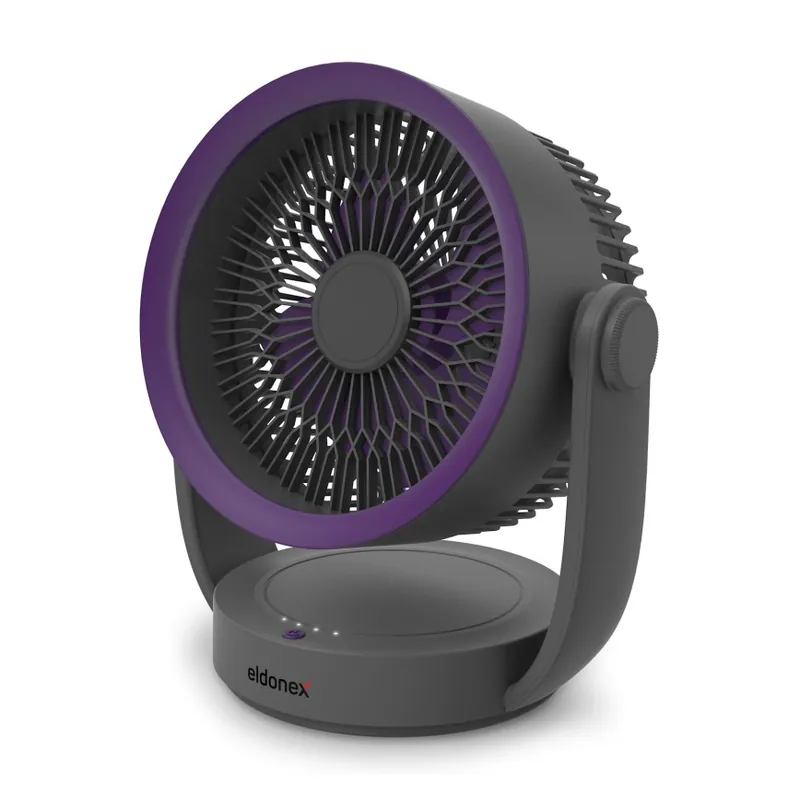 Rychlé Dodání ELDONEX ESF-1010-GY - Nabíjecí stolní ventilátor 9W/5V 4000 mAh šedá