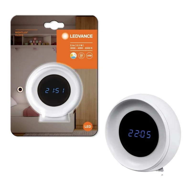Ledvance - LED Digitální hodiny s podsvícením NIGHTLUX LED/0,3W/5V 1000mAh 3000/4000/6500K Top Prodej