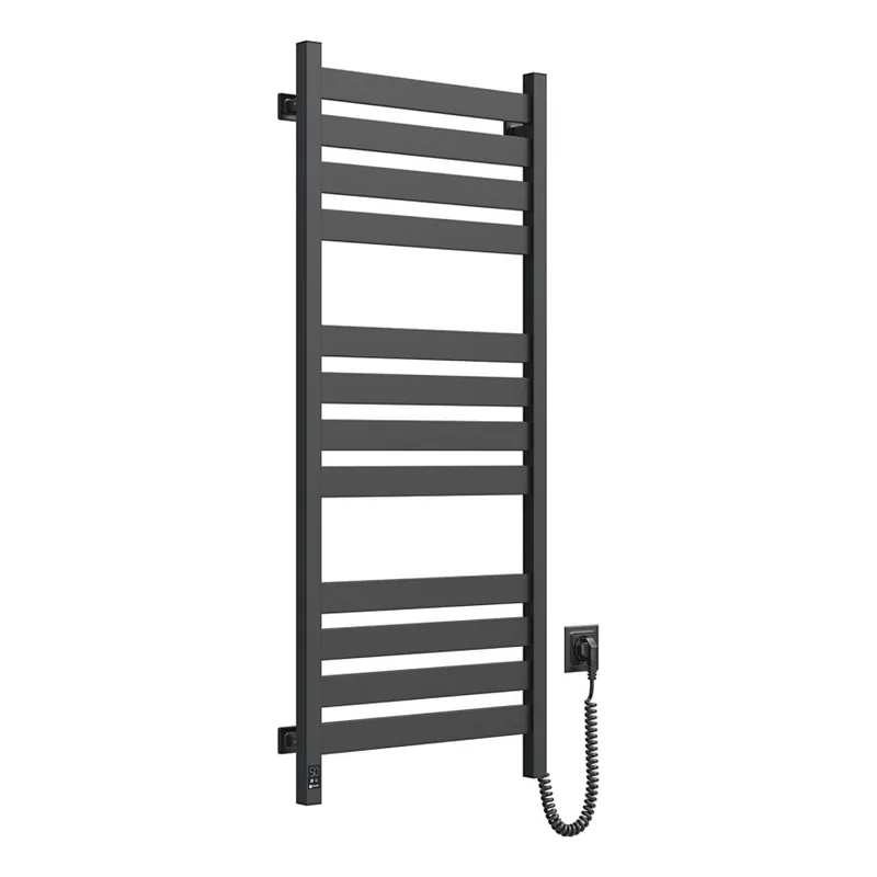 Odeslání Ihned Koupelnový žebříkový radiátor s termostatem LARGO 256W 120x50 cm černá pravá