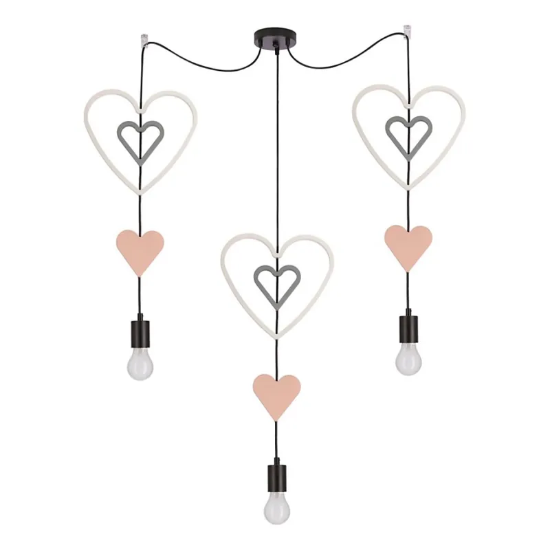 Dětský lustr na lanku TRIO 3xE27/20W/230V růžová/bílá/šedá Top Prodej