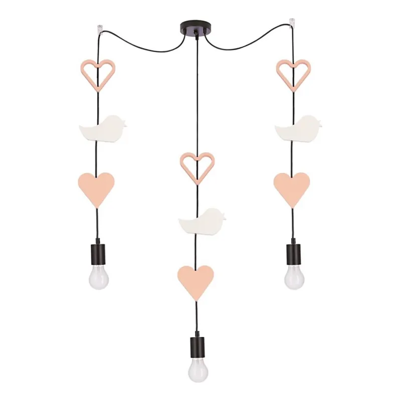Levný Dětský lustr na lanku TRIO 3xE27/20W/230V růžová/bílá