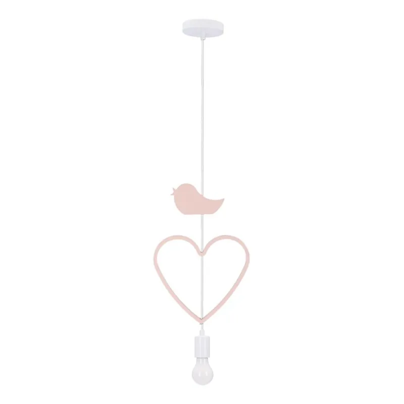 Vysoce Kvalitní Dětský lustr na lanku HEART 1xE27/20W/230V růžová/bílá