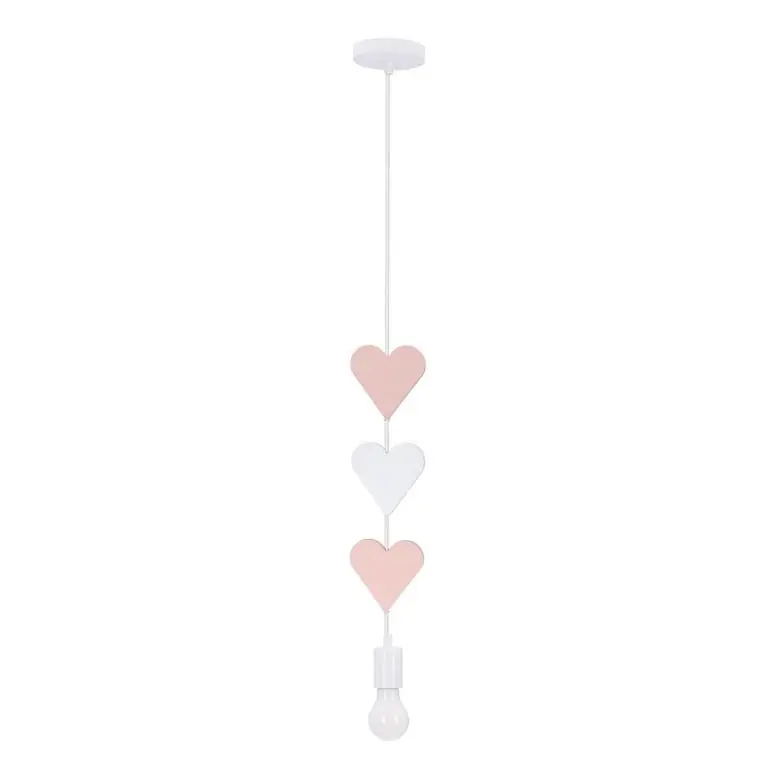 Nakupujte Hned Dětský lustr na lanku HEART 1xE27/20W/230V růžová/bílá