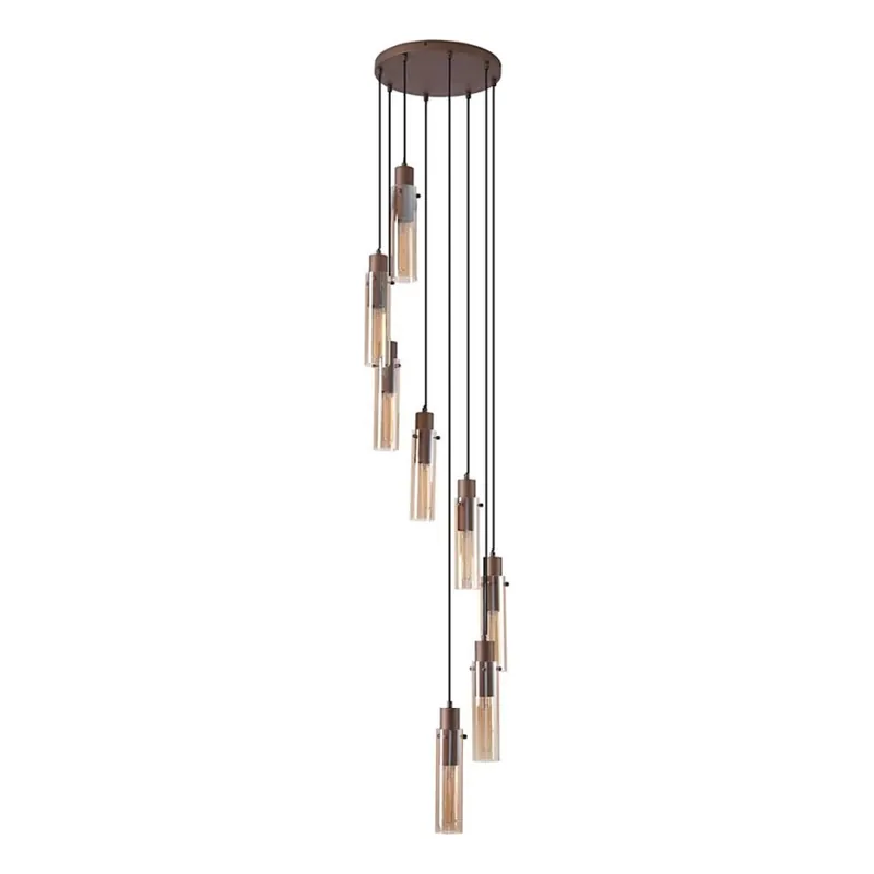 Horká Nabídka Searchlight - Lustr na lanku SWEDEN 8xE27/60W/230V hnědá/kouřová