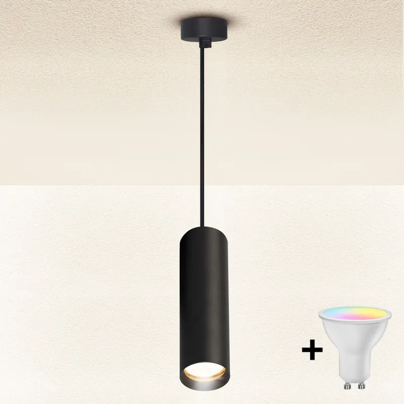Tovární Cena Brilagi - LED RGBW Stmívatelný lustr na lanku SELE 1xGU10/4,8W/230V 3000K černá + dálkové ovládání
