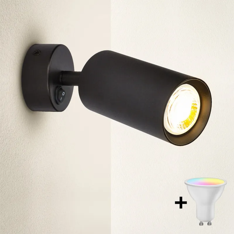 Brilagi - LED RGBW Stmívatelné nástěnné bodové svítidlo SELE 1xGU10/4,8W/230V 3000K černá + dálkové ovládání Akční Cena