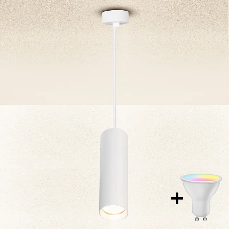 Speciální Cena Brilagi - LED RGBW Stmívatelný lustr na lanku SELE 1xGU10/4,8W/230V 3000K bílá + dálkové ovládání