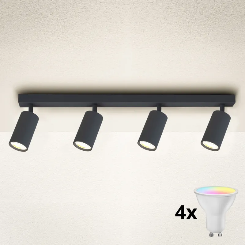 Výprodej Brilagi - LED RGBW Stmívatelné bodové svítidlo SELE 4xGU10/4,8W/230V 3000K antracit + dálkové ovládání