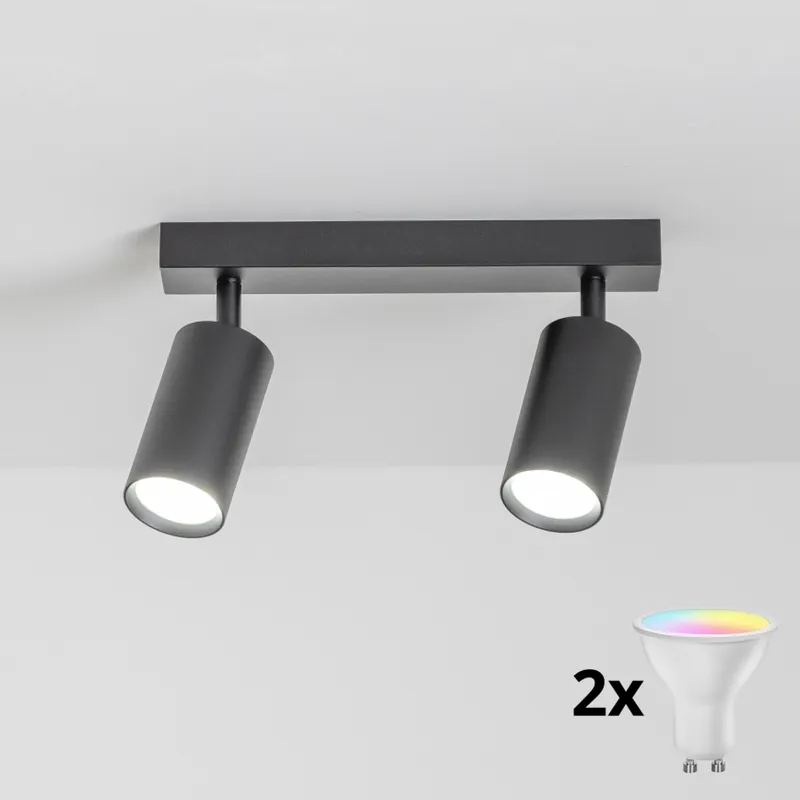 Akce Brilagi - LED RGBW Stmívatelné bodové svítidlo SELE 2xGU10/4,8W/230V 3000K černá + dálkové ovládání