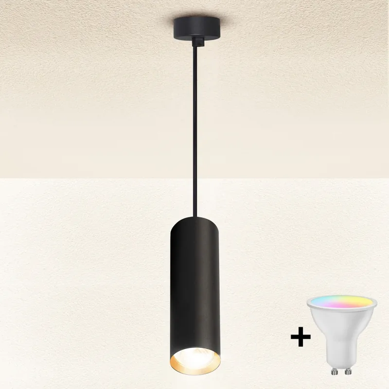 Ihned K Objednání Brilagi - LED RGBW Stmívatelný lustr na lanku SELE 1xGU10/4,8W/230V 3000K černá/zlatá + dálkové ovládání