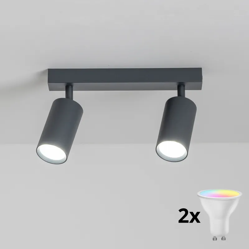Super Cena Brilagi - LED RGBW Stmívatelné bodové svítidlo SELE 2xGU10/4,8W/230V 3000K antracit + dálkové ovládání