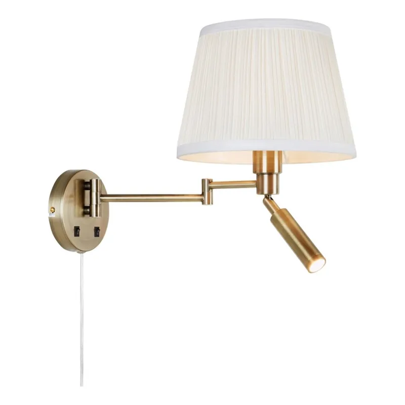 Rychlé Dodání Markslöjd 109017 - LED Nástěnná lampa PIVOT 1xE27/40W/230V + LED/4W krémová/mosaz