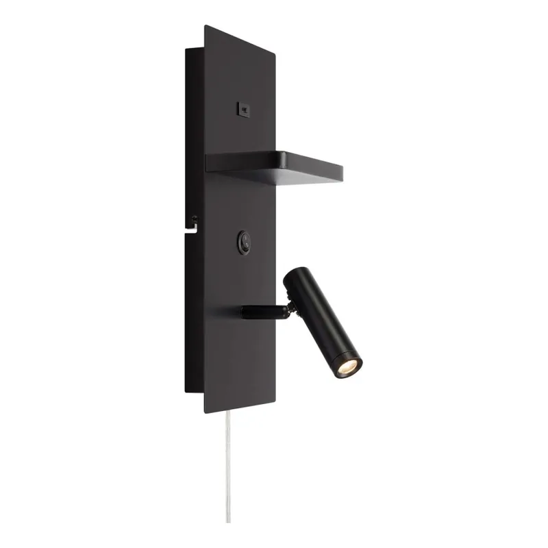 Cenově Výhodný Markslöjd 109018 - LED Nástěnné bodové svítidlo s poličkou a USB portem CARICA LED/4W/230V černá