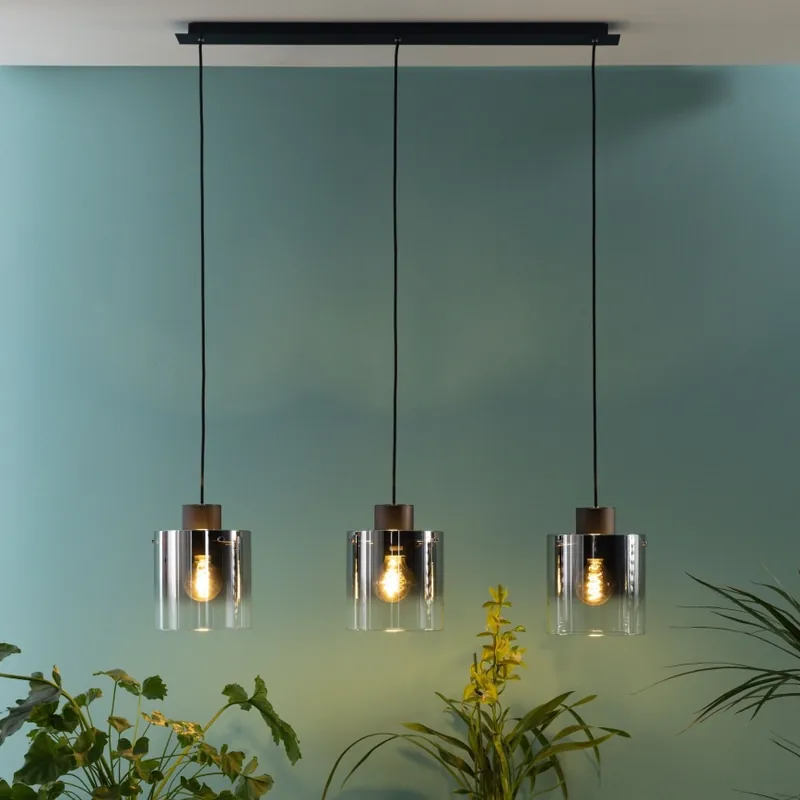 Přímo Od Výrobce Brilliant - Lustr na lanku BETH 3xE27/60W/230V černá/kouřová