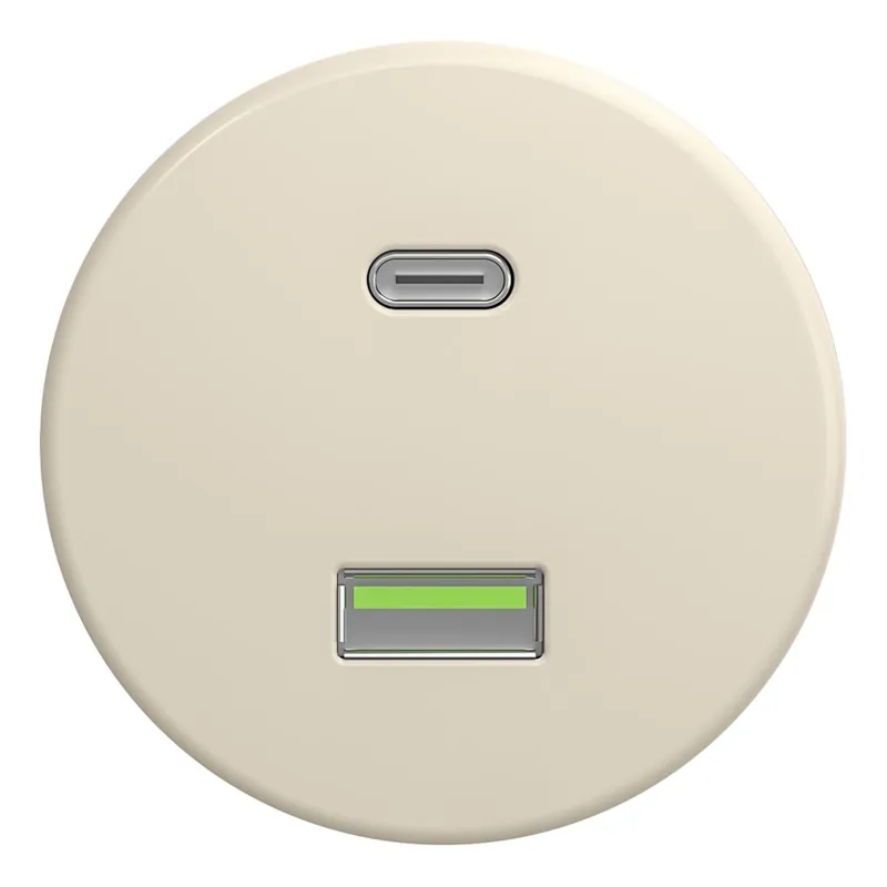 Akce Kliklap - Retro USB zásuvka A+C bez rámečku béžová