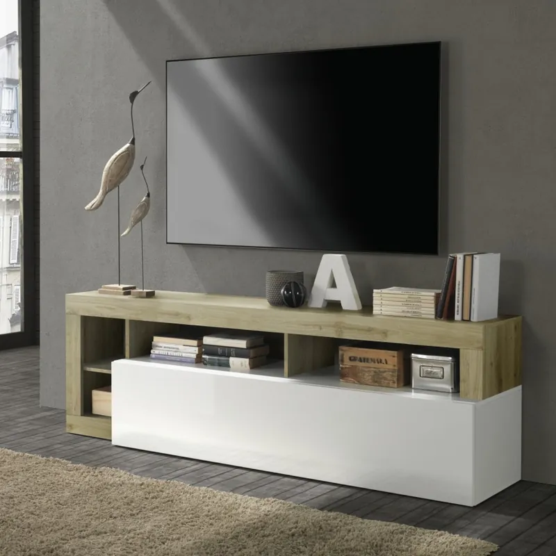 Televizní stolek LENOR 184x42 cm bílá/světlý dub Nejprodávanější