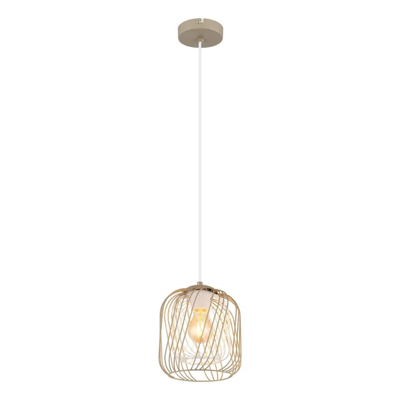 Nízká Cena Globo - Lustr na lanku 1xE27/40W/230V pr. 18 cm béžová/bílá