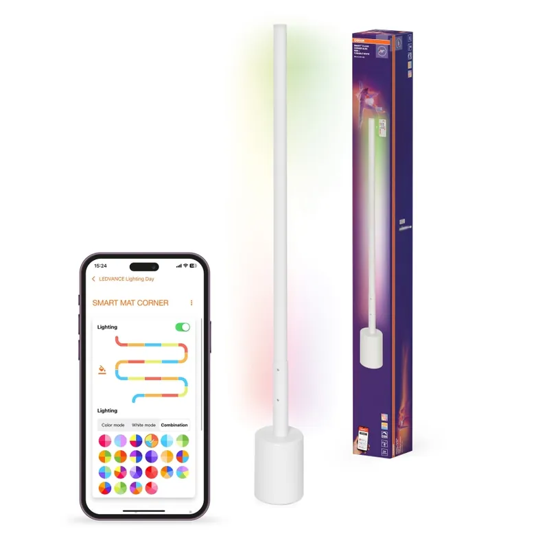 Zlevněný Osram - LED RGBW Stmívatelná stojací lampa SMART+ FLOOR LED/8W/230V 2700-6500K Wi-Fi bílá + dálkové ovládání