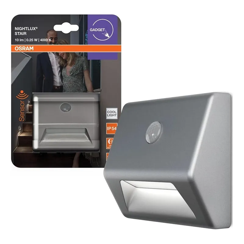 Zlevněný Osram - LED Schodišťové svítidlo se senzorem NIGHTLUX LED/0,25W/3xAAA IP54 stříbrná