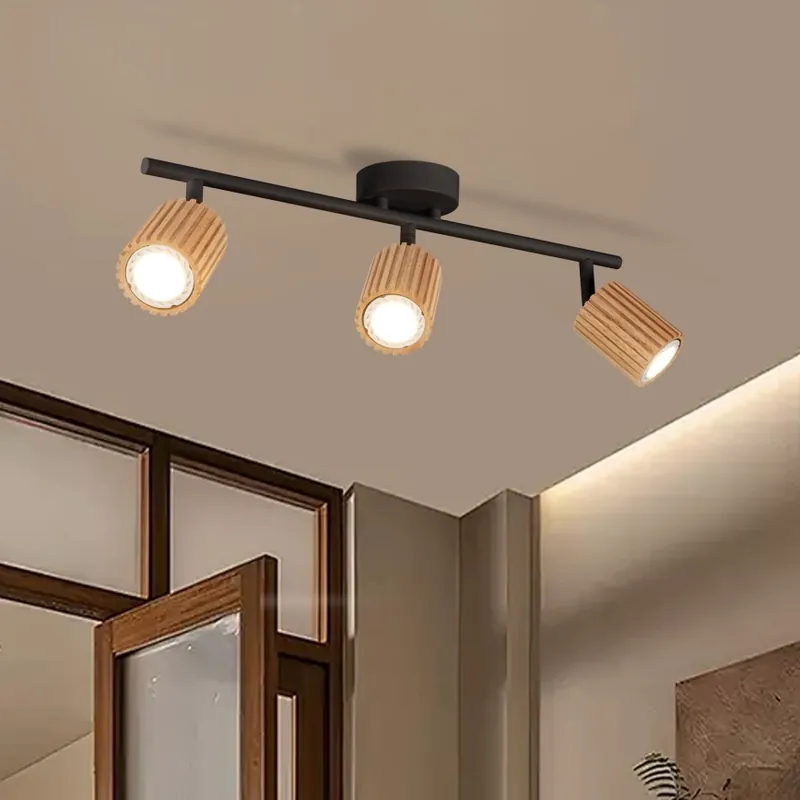 Brilagi - Bodové svítidlo MODERN WOOD 3xGU10/8W/230V dřevo/černá Cenově Výhodný