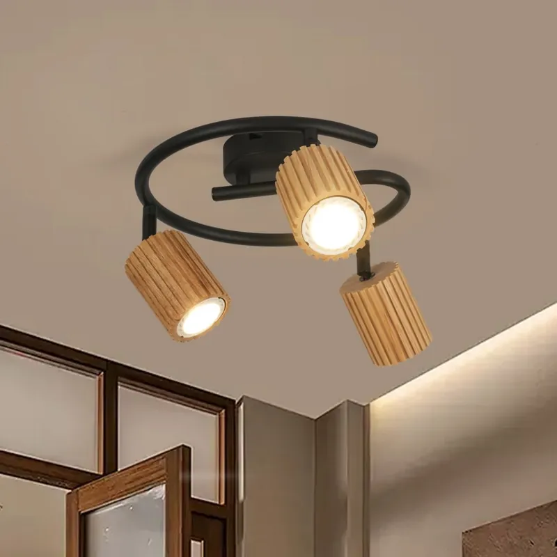 Akční Cena Brilagi - Bodové svítidlo MODERN WOOD 3xGU10/8W/230V dřevo/černá