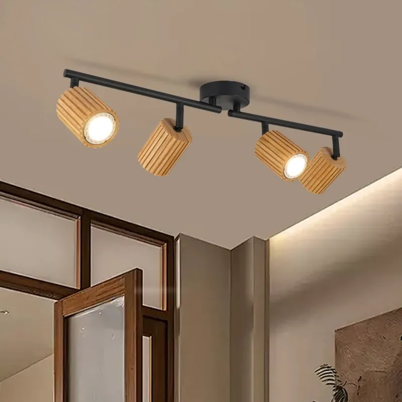 Brilagi - Bodové svítidlo MODERN WOOD 4xGU10/8W/230V dřevo/černá Horká Nabídka