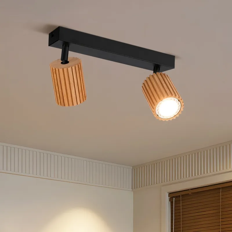 Brilagi - Bodové svítidlo MODERN WOOD 2xGU10/8W/230V dřevo/černá Novinka