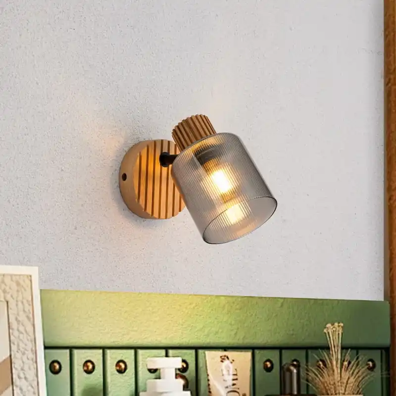 Výhodná Nabídka Brilagi - Nástěnné bodové svítidlo HYGGE 1xE14/15W/230V dřevo/kouřová