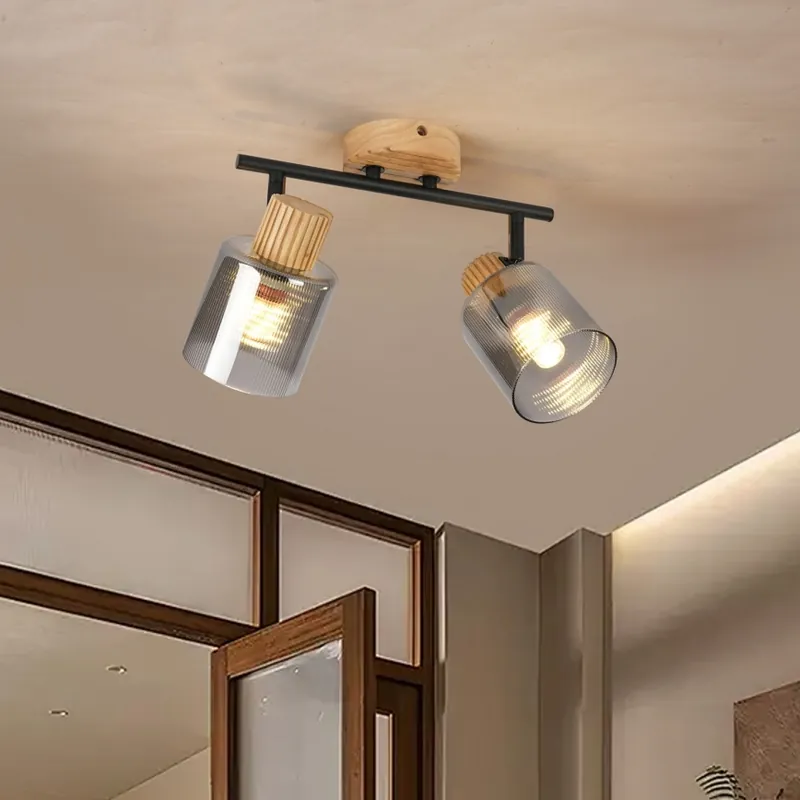 Ověřený Brilagi - Bodové svítidlo HYGGE 2xE14/15W/230V dřevo/kouřová