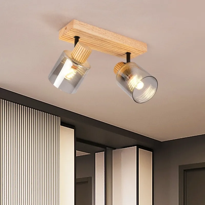 Levný Brilagi - Bodové svítidlo HYGGE 2xE14/15W/230V dřevo/kouřová