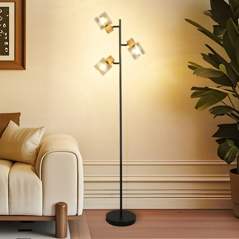 Sleva Brilagi - Stojací lampa HYGGE 3xE14/15W/230V dřevo/kouřová