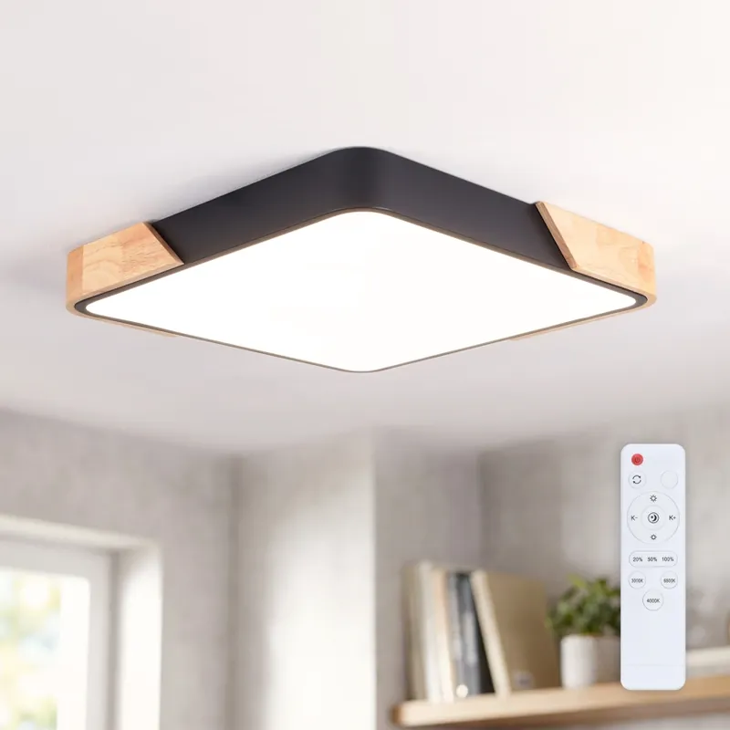Brilagi - LED Stmívatelné stropní svítidlo PILANA LED/48W/230V 3000-6500K dub/černá 42x42 cm + dálkové ovládání Jen Po Omezenou Doba