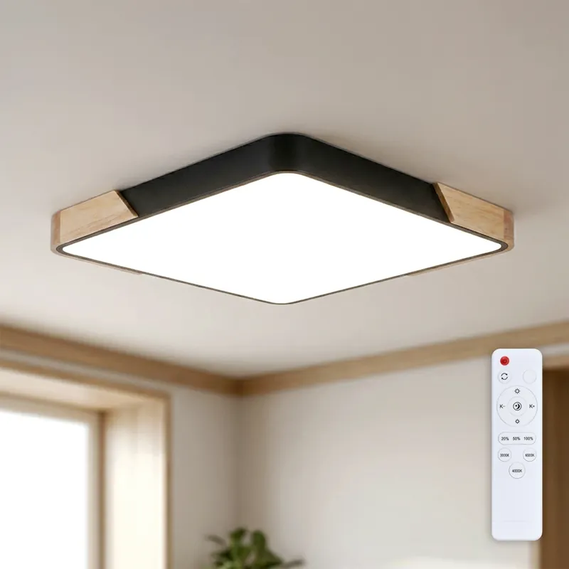 Ihned K Objednání Brilagi - LED Stmívatelné stropní svítidlo PILANA LED/60W/230V 3000-6500K dub/černá 56x56 cm + dálkové ovládání