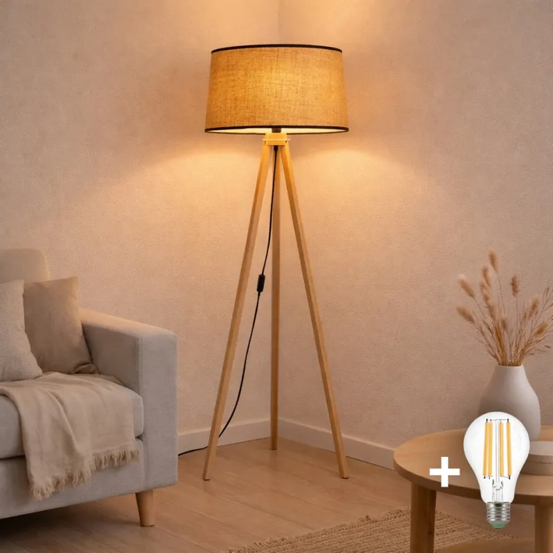 Brilagi - LED Stojací lampa CERIA 1xE27/60W/230V pr. 50 cm béžová Tovární Cena