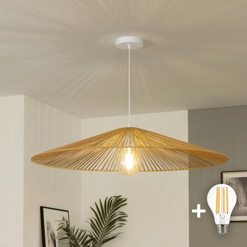 Výhodná Nabídka Brilagi - LED Lustr na lanku CERIA BOHO 1xE27/40W/230V pr. 90 cm hnědá