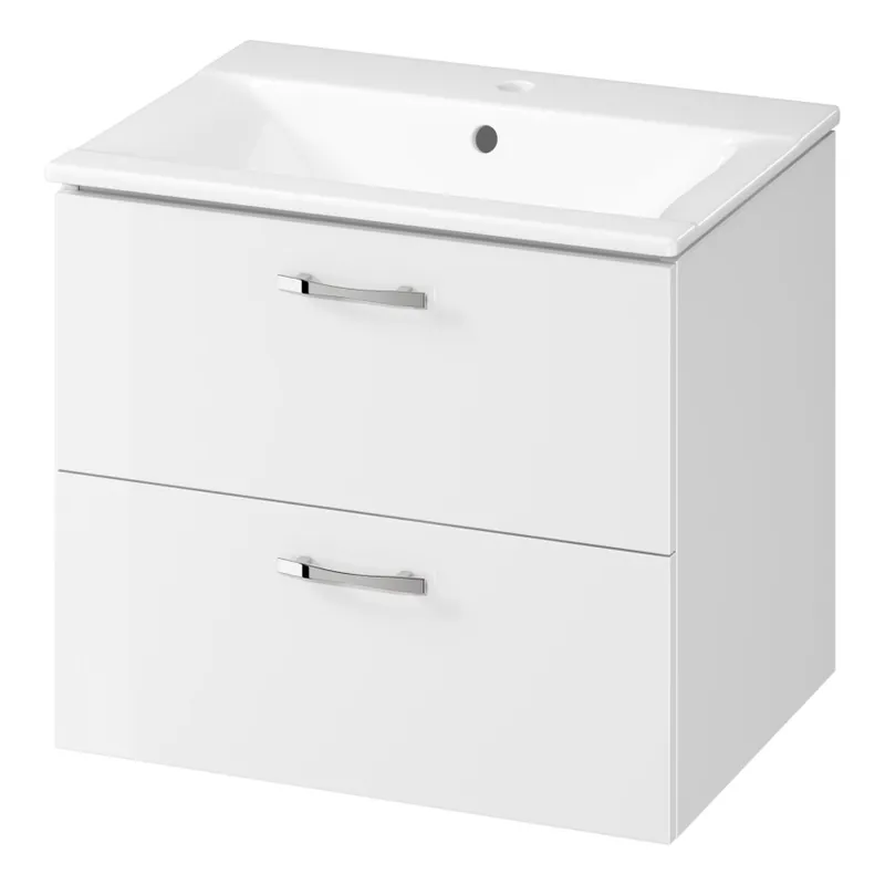 Cersanit S801-309-DSM - Závěsná koupelnová skříňka s umyvadlem NIKO 60x50x45 cm bílá Dokud Zásoby Vydrží