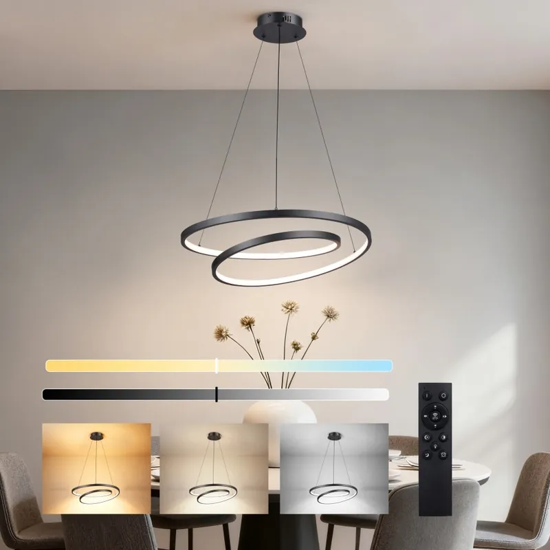 Autentický Brilagi - LED Stmívatelný lustr na lanku TWISTER LED/48W/230V 3000-6000K pr. 50 cm černá + dálkové ovládání
