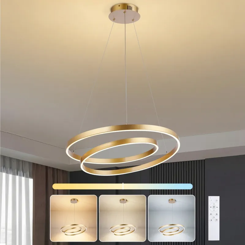 Sezónní Sleva Brilagi - LED Stmívatelný lustr na lanku TWISTER LED/48W/230V 3000-6000K pr. 50 cm zlatá + dálkové ovládání