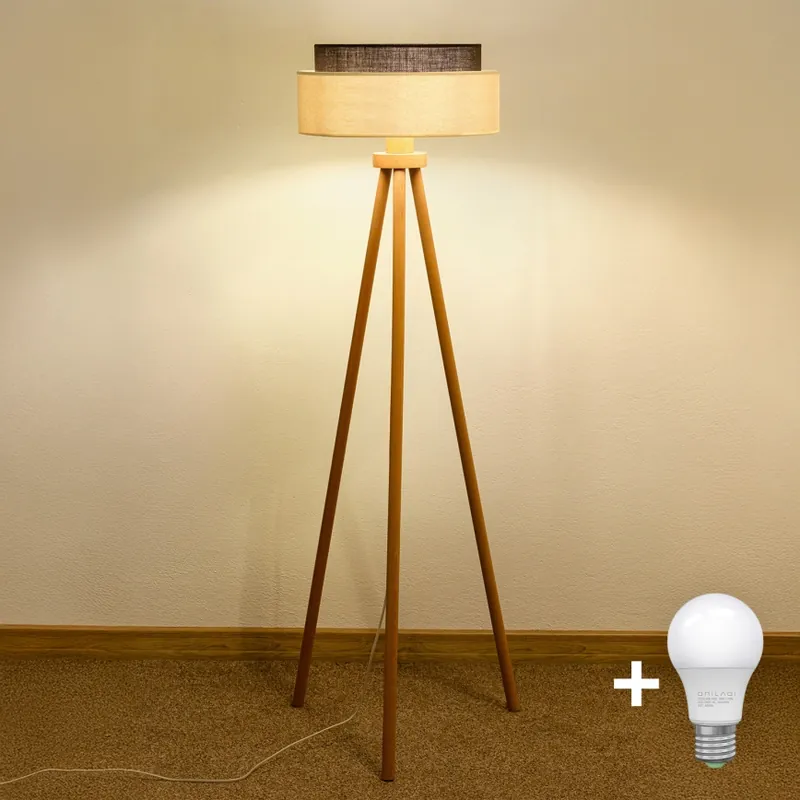 Novinka Brilagi - LED Stojací lampa BOHO STYLE 1xE27/15W/230V krémová/hnědá