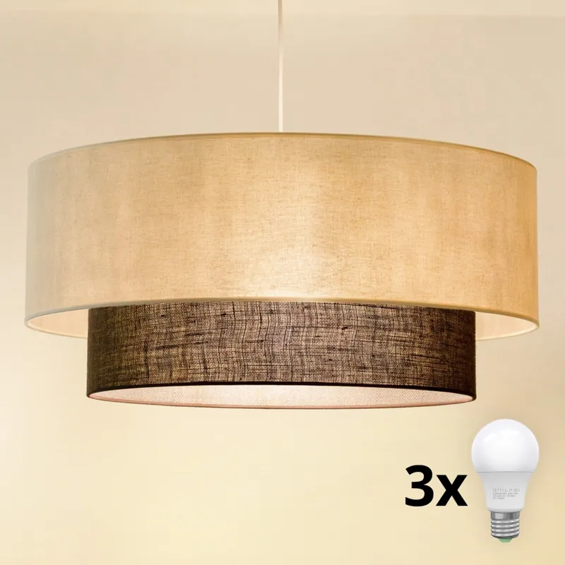 Oblíbený Brilagi - LED Lustr na lanku BOHO STYLE 3xE27/15W/230V pr. 60 cm krémová/hnědá