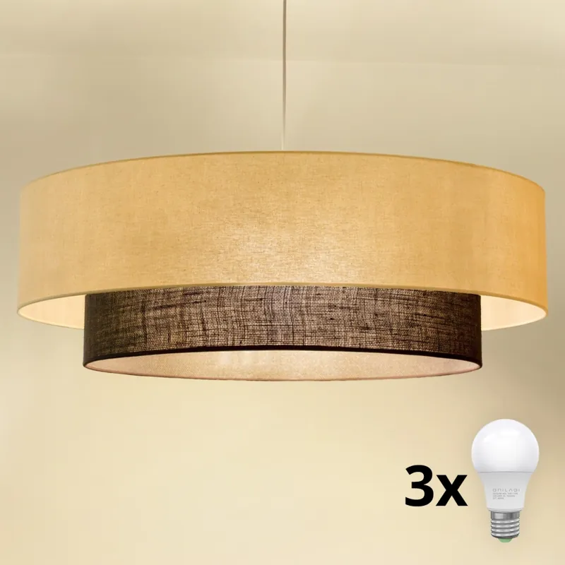 Brilagi - LED Lustr na lanku BOHO STYLE 3xE27/15W/230V pr. 80 cm krémová/hnědá Aktuální
