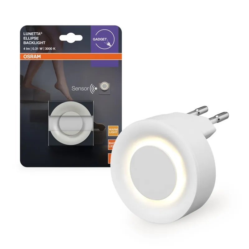 Víkendová Akce Osram - LED Noční světlo se senzorem pohybu a soumraku LUNETTA LED/0,31W/230V bílá