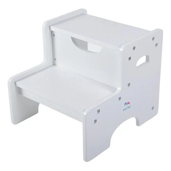 2Kids Toys - Dřevěná stolička se schůdkem bílá Výhodná Nabídka