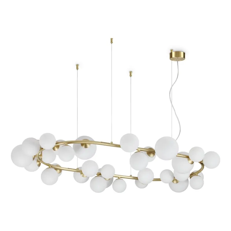 Jen Po Omezenou Doba Ideal Lux - LED Lustr na lanku PERLAGE 30xG9/3W/230V 143 cm zlatá/bílá