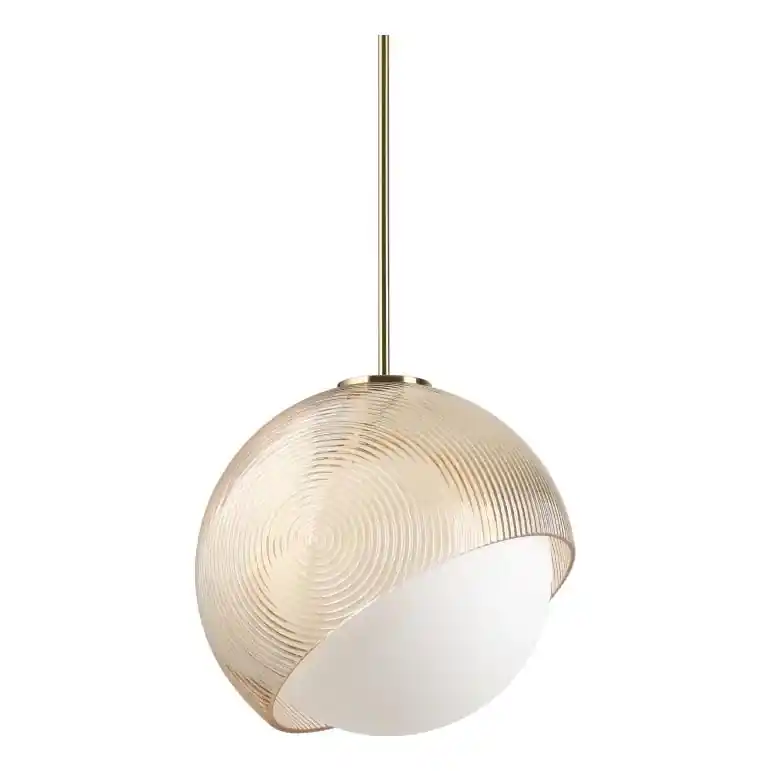 Ideal Lux - Lustr na lanku BLOOM 1xE27/42W/230V pr. 30 cm zlatá/kouřová béžová Autentický