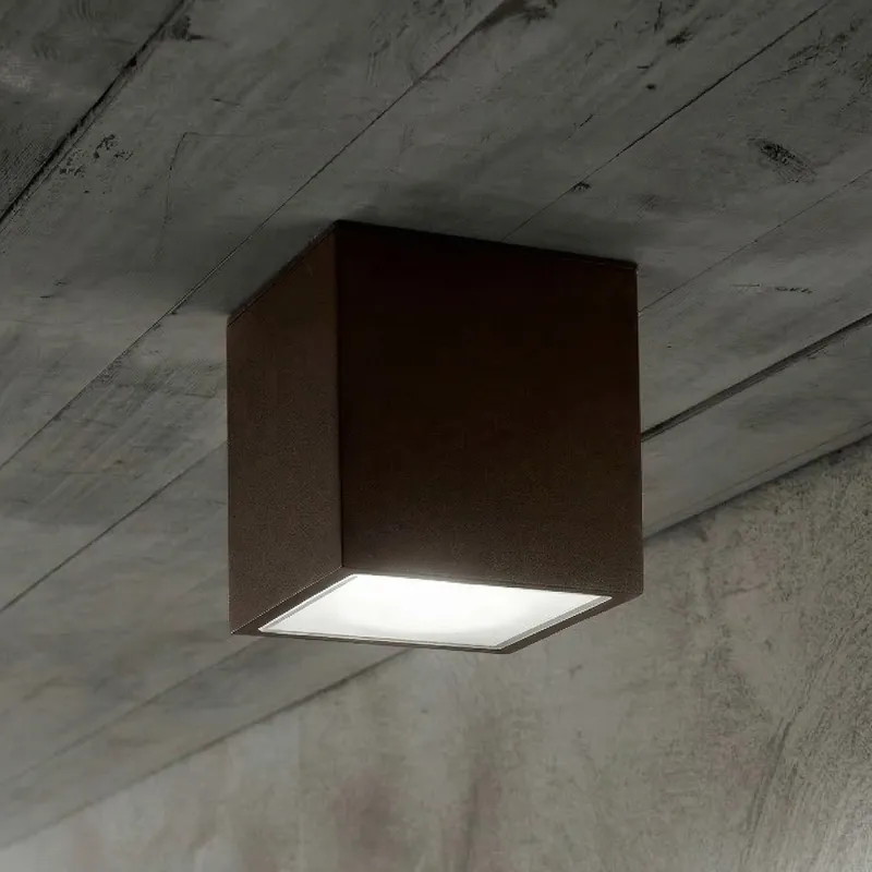 Speciální Cena Ideal Lux - Venkovní bodové svítidlo TECHO 1xGU10/20W/230V 9x9 cm IP54 hnědá