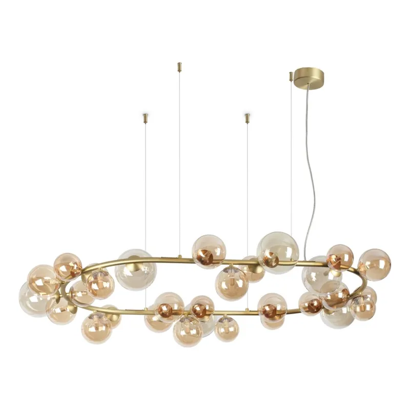 Ideal Lux - LED Lustr na lanku PERLAGE 30xG9/3W/230V 143 cm zlatá/kouřová béžová Odeslání Ihned
