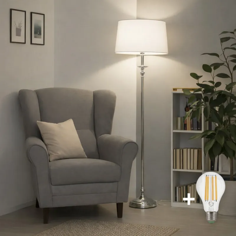 Brilagi - LED Stojací lampa CERIA 1xE27/60W/230V pr. 45 cm lesklý chrom/bílá Autentický