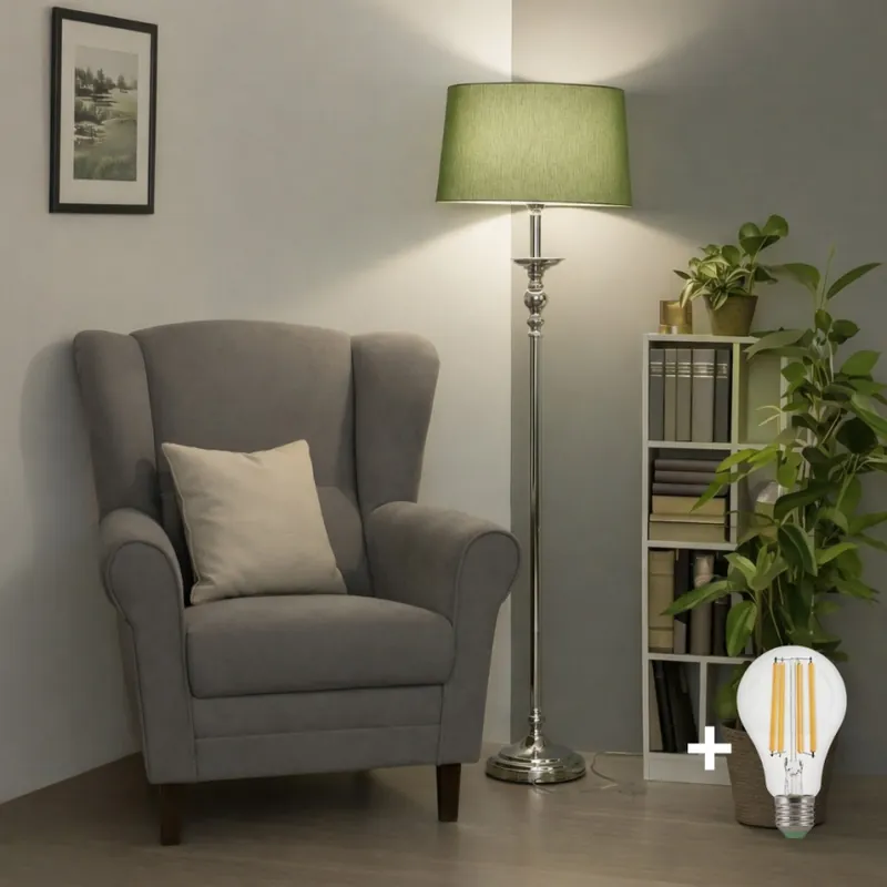 Cenově Výhodný Brilagi - LED Stojací lampa CERIA 1xE27/60W/230V pr. 45 cm lesklý chrom/zelená