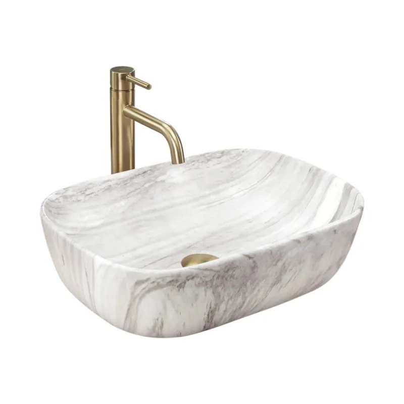 Sezónní Sleva REA-U3324 - Umyvadlo na desku BELINDA 33x46 cm keramika/šedá/imitace kamene
